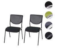 Mendler Lot de 2 chaises de conférence T401 empilable siège Noir Pieds Noirs