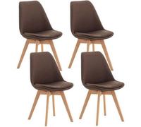 Chaises de cuisine - CLP - Linares - Bois massif - Marron - Tissu