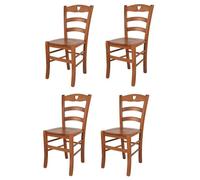 Chaises de cuisine Tommychairs - Set 4 Cuore en bois massif couleur cerisier