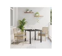 vidaXL Chaise de jardin avec coussins, lot de 2, beige, 55 x 53 x 85 cm, rotin synthétique