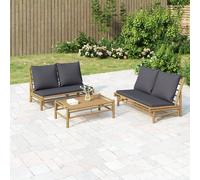 Chaises de jardin 2 pcs avec coussins blanc crème bambou chaise longue vidaXL