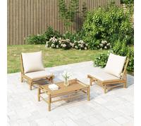 Chaises de jardin 2 pcs avec coussins blanc crème bambou chaise longue vidaXL