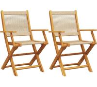 Chaises de jardin 2 pcs. Beige Acacia massif et polypropylène