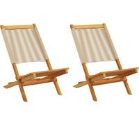 vidaXL Chaises de jardin Lot de 2 Beige Acacia massif et polypropylène