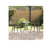 vidaXL Chaise de jardin, lot de 2, bronze, 53 x 51 x 88,5 cm, aluminium