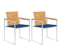 Chaises de Jardin 2 Pièces VIDAXL - Teck Solide et Acier