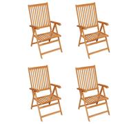 vidaXL Chaises de jardin 4 pcs. en teck massif avec coussins bleu roi