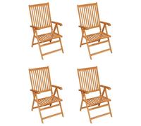 vidaXL Chaises de jardin 4 pcs avec coussins gris en teck massif