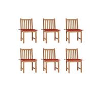 vidaXL Chaises de jardin 6 pcs. avec coussins teck massif