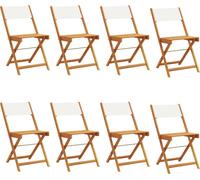 vidaXL Chaises de jardin 8 pcs. Pliable Blanc Crème Tissu et bois massif