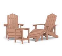 Chaises de jardin Adirondack repose-pied et table PEHD Marron