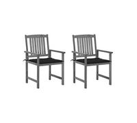 vidaXL Chaises de jardin avec coussins 2 pcs. Gris Bois massif Acacia