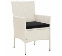 Chaises de jardin avec coussins 4 pcs. Poly rotin blanc