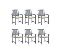 Chaises de jardin avec coussins 6 pcs. Bois massif acacia gris