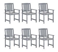 Chaises de jardin avec coussins 6 pcs. Bois massif acacia gris