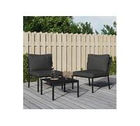 vidaXL Chaises de jardin avec coussins gris 2 pcs. 60x74x79 cm acier
