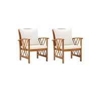 vidaXL Chaises de jardin avec coussins – Bois d'acacia massif – Lot de 2