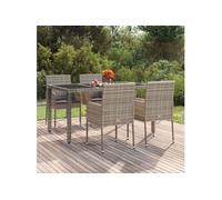 vidaXL Chaises de jardin Lot de 4 avec coussins en poly rotin gris