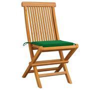 Chaises de jardin avec coussins verts 4 pcs. Teck massif