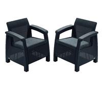 KETER CORFU DUO Set de 2 chaises de jardin, 75 x 70 x 79cm, graphite/gris 17197993