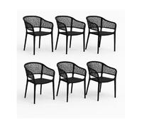 Chaises de Jardin Empilables 6 Pièces PEGANE - Résine Noire