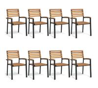 Chaises de Jardin Empilables 8 Pièces VIDAXL - Bois Métal