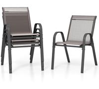 Chaises de jardin empilables, chaises de terrasse, chaises de balcon en Textilène et avec structure métallique, lot de 4 chaises empilables avec accoudoirs, capacité de charge jusqu'à 150 kg, dimensio