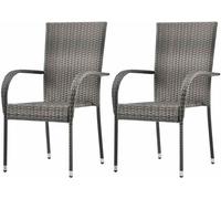 Chaises de jardin empilables - Fauteuils de relaxation d'extérieur - Pour terrasse et jardin - Design gain de place - Lot de 2 - Gris