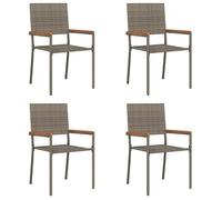 vidaXL Chaises de jardin empilables, lot de 4, résine tressée & acacia, gris et marron, 54×56×90 cm