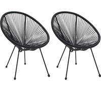 Chaises de jardin en forme de lune lot de 2 Rotin Noir