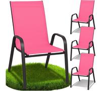 Chaises de jardin en métal pour terrasse, balcon, jardin, set, rose, stable x4