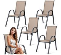 Chaises de jardin ergonomiques - JANSHOP - Lot de 4 - Ergonomiques - Structure en acier thermolaqué - Résistant aux UV
