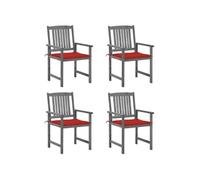 vidaXL Chaises de jardin avec coussins 4 pcs. Gris Bois massif Acacia