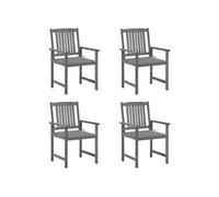 vidaXL Chaises de jardin avec coussins 4 pcs. Gris Bois massif Acacia