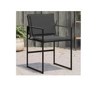 vidaXL Chaises de jardin Lot de 4 avec coussins Noir acier et textilène