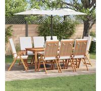 Chaises De Jardin Inclinables Vidaxl Avec Coussins 8 Pcs En Teck Massif