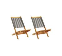 vidaXL Chaises de jardin 2 pcs. Gris, Acacia massif et polypropylène