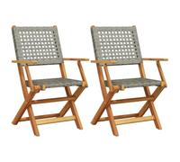 vidaXL Chaises de jardin 2 pcs. Gris Acacia massif et poly rotin