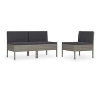 Chaises de jardin lot de 3 avec coussins Résine tressée Gris