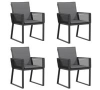 Chaises de jardin lot de 4 avec coussins noir résine tressée