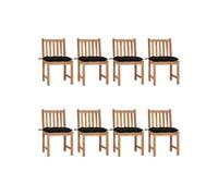 vidaXL Chaises de jardin 8 pcs. avec coussins teck massif