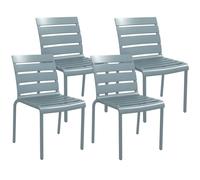 Outsunny Lot de 4 chaises de Jardin chaises de Bistro empilables avec Assise et Dossier à Lattes dim. 42L x 54l x 78H cm Gris