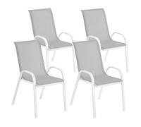 Chaises de jardin - Outsunny - lot de 4 - empilables - accoudoirs courbés - dossier haut incliné - cadre en acier - gris