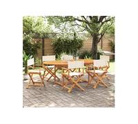 vidaXL Chaises de jardin pliantes 6 pcs. Tissu blanc crème