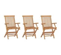 vidaXL Chaises de jardin pliantes – Lot de 3 – Bois massif teck