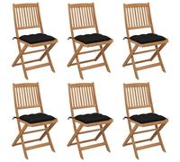 vidaXL Chaises de jardin pliantes Lot de 6 avec coussins en bois massif d'acacia
