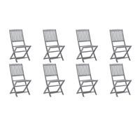 Chaises de jardin pliantes 8 pcs. avec coussins en bois massif d'acacia