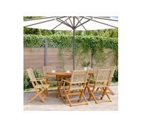 Chaises de jardin pliantes lot de 6 beige rotin et bois massif, siège de jardin, chaise de patio, chaise à manger de 3214563