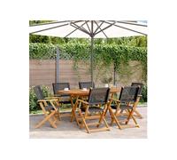 Chaises de jardin pliantes lot de 6 noir poly rotin bois massif, siège de jardin, chaise de patio, chaise à manger de 3214557