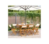 vidaXL Chaises de jardin 8 pcs. Pliable Blanc Crème Tissu et bois massif